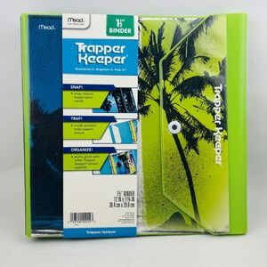Mead Fun In The Sun Trapper Keeper 1.5 Inch Binder Palm Trees Lime Green 24014